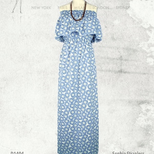 PDF-naaipatroon Sophia strapless maxi-jurk voor dames - D1404 maten 2 - 12