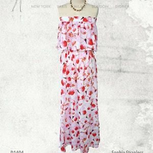 PDF-naaipatroon Sophia strapless maxi-jurk voor dames - D1404 maten 2 - 12
