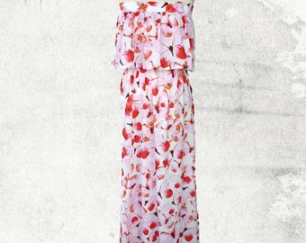 PDF Schnittmuster Damen Sophia Trägerloses Maxikleid - D1404 Sizes 2 - 12