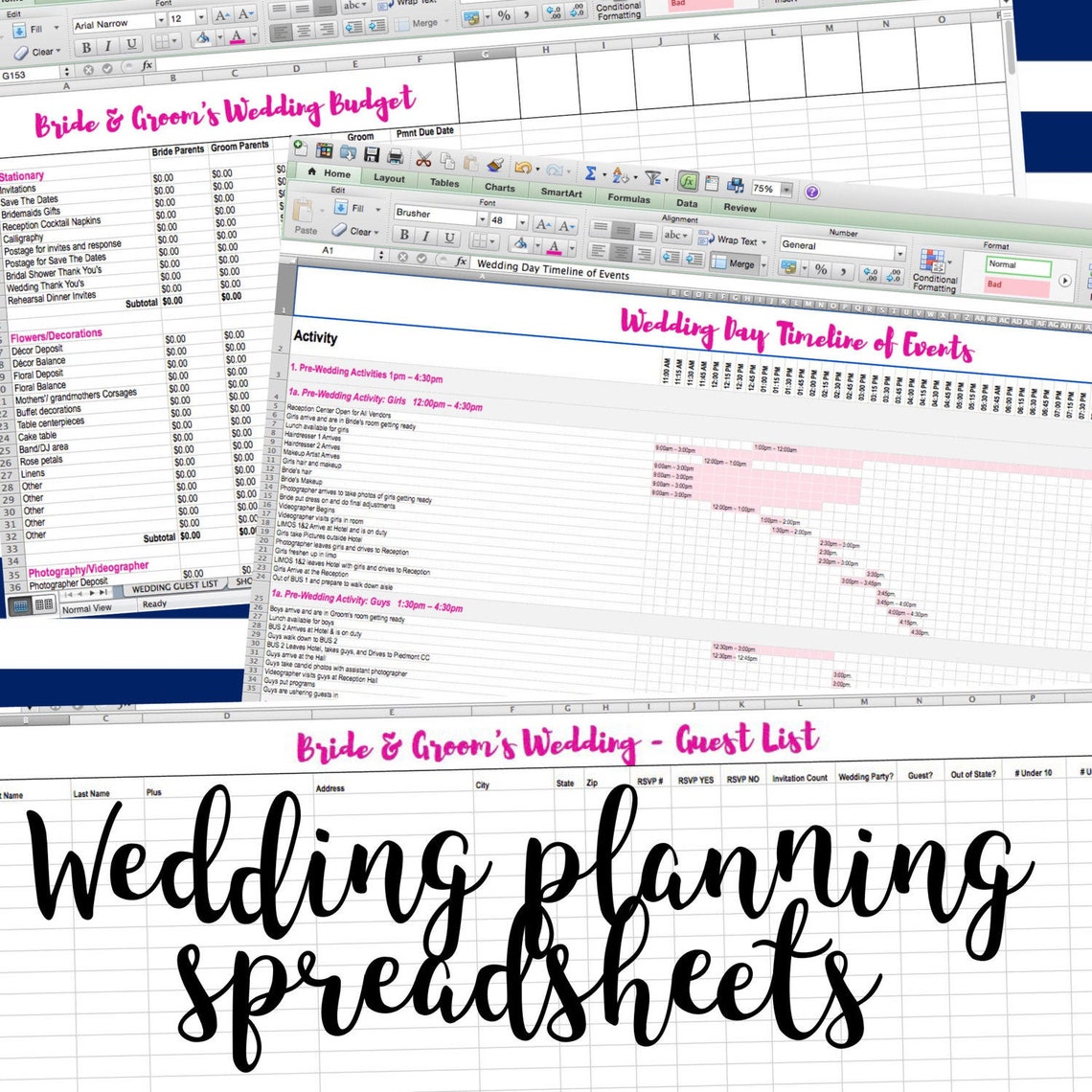 Ultimate Wedding Planning Spreadsheets Etsy