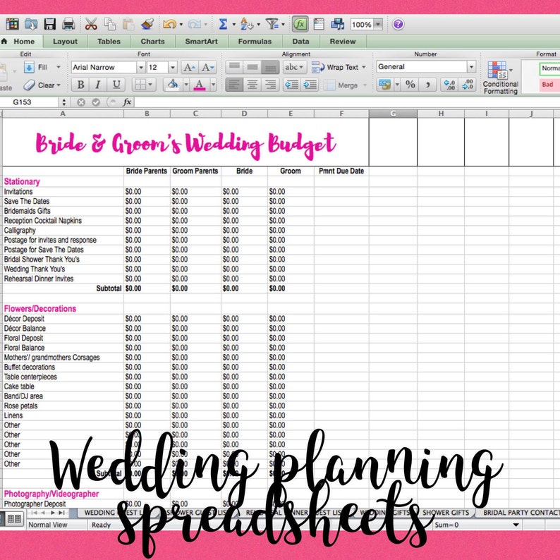 Ultimate Wedding Planning Spreadsheets (Download Now) Etsy