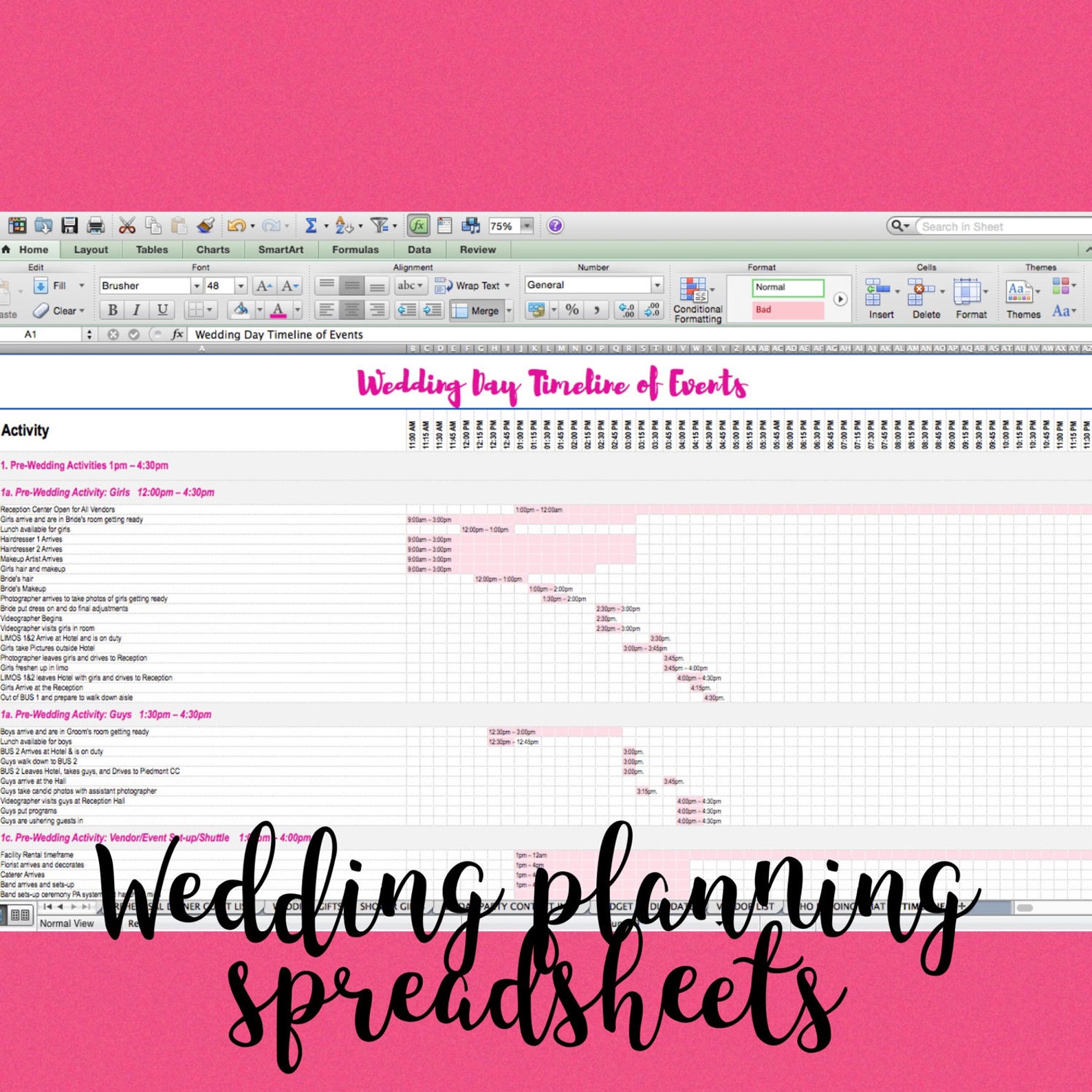 Ultimate Wedding Planning Spreadsheets Etsy