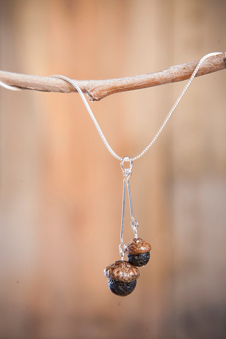 Real Acorn Necklace with Lava Sterling Silver handmade by Etsy