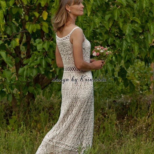 Crochet Wedding Dress PATTERN in English Size M Boho Maxi - Etsy