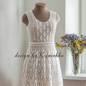 Crochet wedding dress PATTERN in English, size M, midi crochet dress PATTERN, CHART basic instructions, design by Krinichka
