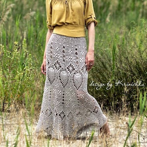 Crochet maxi skirt PATTERN in English sizes S-5XL, Boho crochet skirt tutorial, pattern crochet bohemian maxi skirt, pattern crochet skirt