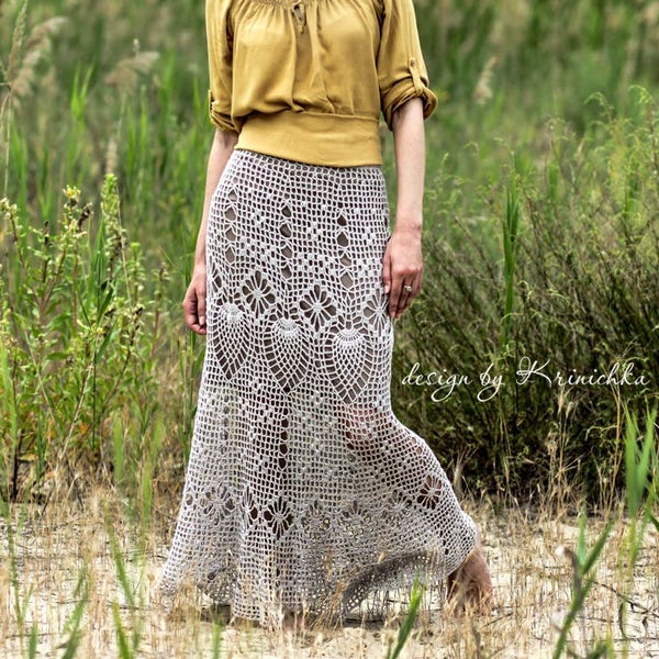 Crochet maxi skirt PATTERN in English sizes S-5XL, Boho crochet skirt tutorial, pattern crochet bohemian maxi skirt, pattern crochet skirt