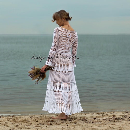 Crochet Wedding Dress PATTERN in English Size M Boho Maxi Etsy