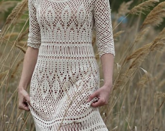 Crochet Maxi Dress PATTERN Only in Ukrainian, Boho Crochet Lace