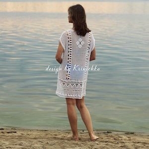 Crochet tunic dress PATTERN in English size M-L Crochet Beachwear PATTERN, swimwear Beach cover up beach apparel pattern design by Krinichka image 3