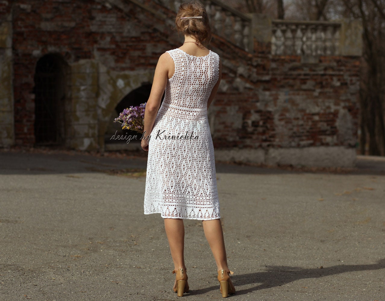 Crochet Mini Dress 60's Dress Crochet Wedding Dress -  Denmark
