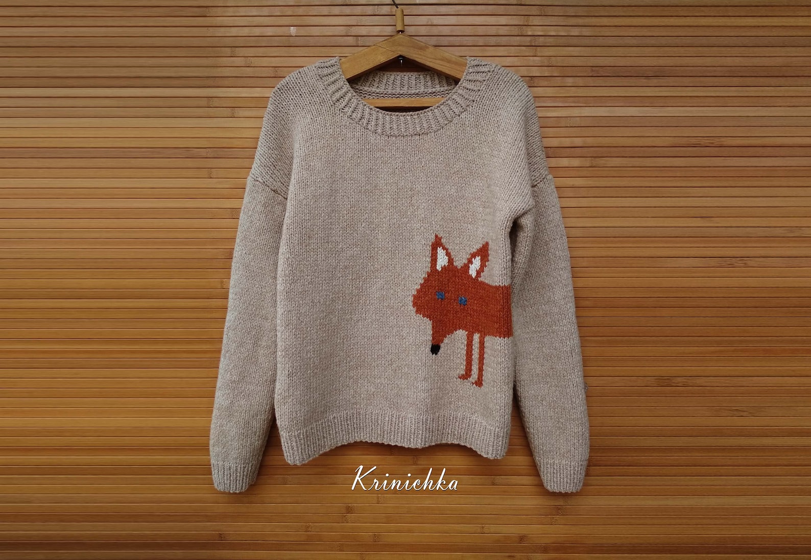 Wool sweater with fox Women's wool fall winter sweater Etsy
