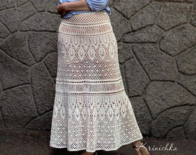 Women Brown Crochet Straight Maxi Skirt