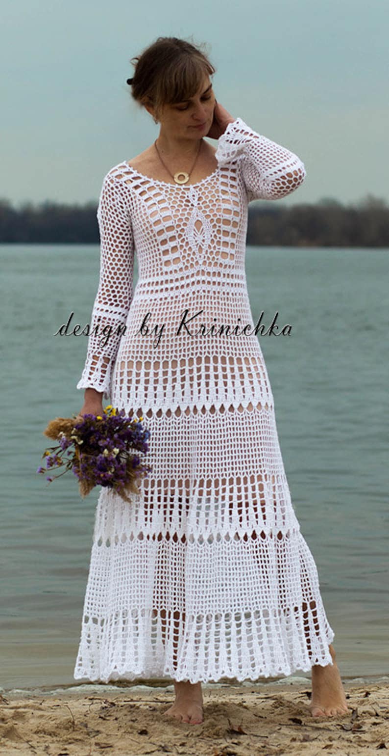 Crochet Wedding Dress PATTERN in English Size M Boho Maxi - Etsy