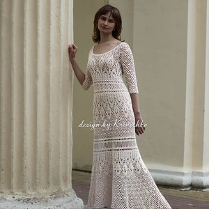 Crochet maxi dress PATTERN only in Ukrainian, Boho crochet lace wedding dress PATTERN