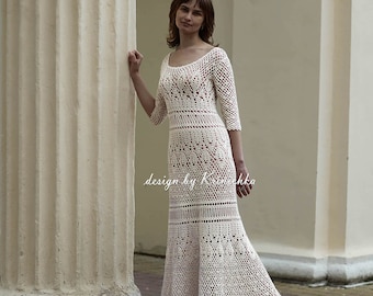 Crochet maxi dress PATTERN only in Ukrainian, Boho crochet lace wedding dress PATTERN