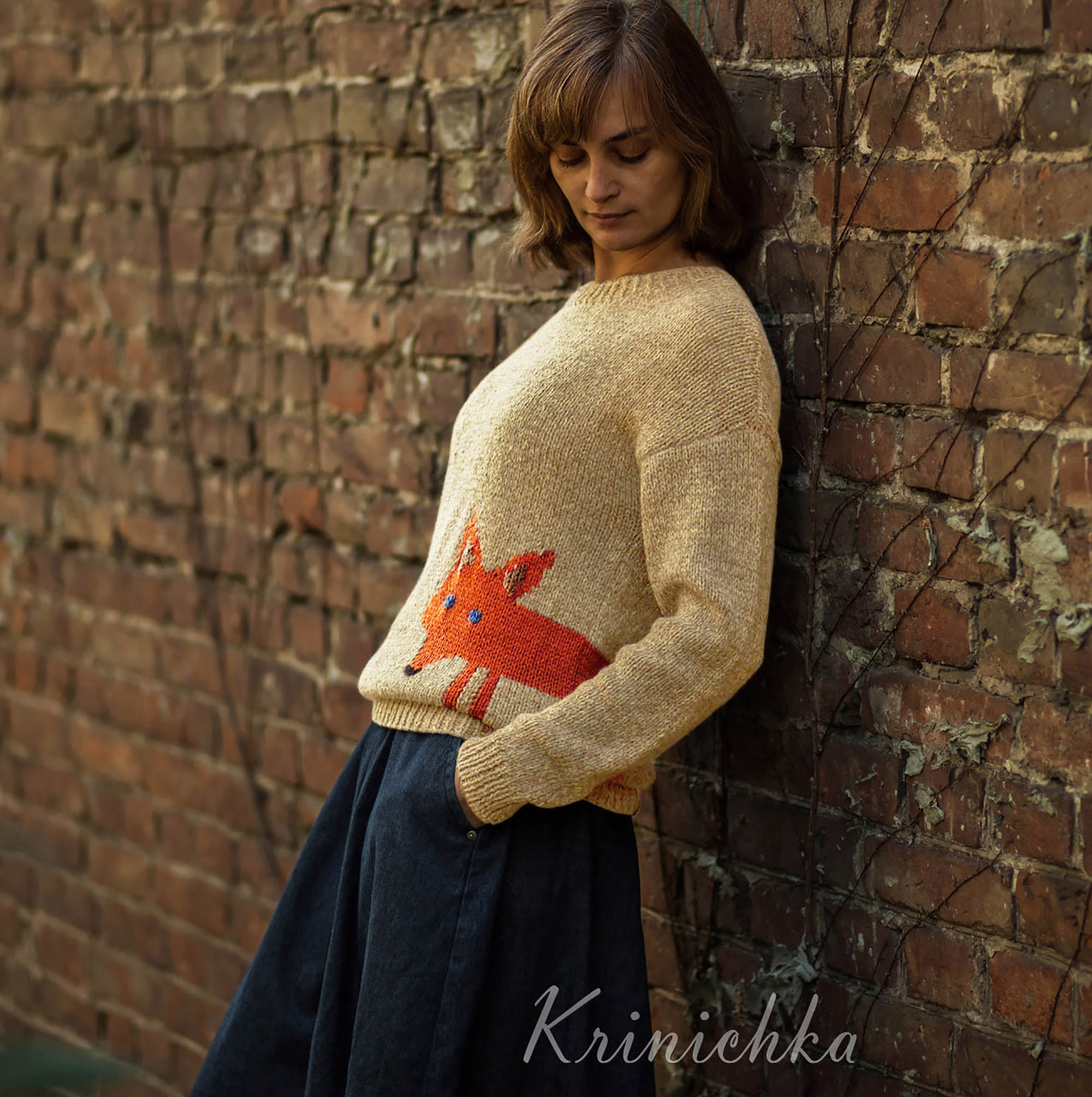 Knit Fox Sweater - Etsy