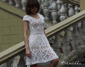 Crochet dress PATTERN in English, size M, Boho crochet dress PATTERN, CHART and basic instructions, chart rows are not interpreted in words.