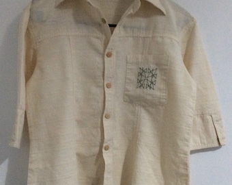 Ecru Cotton 3/4 Sleeved Shirt