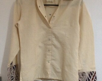 Handwoven Cotton Shirts with Batik Collar/Cuff (Full Snap Button)