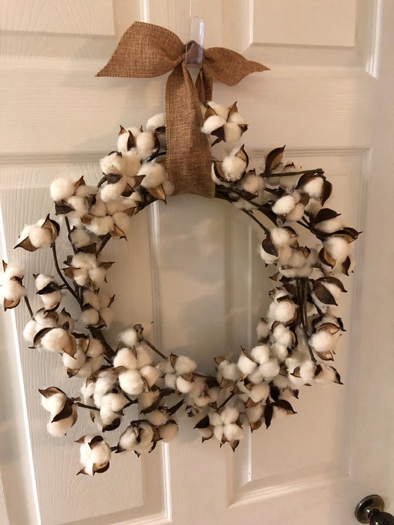22 Inch Cotton Door Wreath Farmhouse Decor Perfect Year Etsy