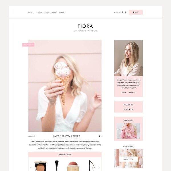 Fiora WordPress Theme | Feminine WordPress Theme | Blog Theme | Fashion Theme