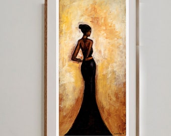 Black Elegance| African American art, black art prints, home decor, wall art, black art, art prints, black woman print, black excellence art