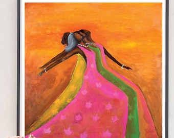 Lámina artística "Hermanas con gracia": decoración de pared de bailarina afroamericana