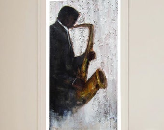 African American Jazz Art Print: "Low Blow" Music Wall Decor