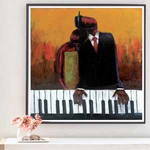 Music Lovers African American art, black art prints, home decor, wall art, art prints, jazz print, jazz art, music lovers art, music lover image 1