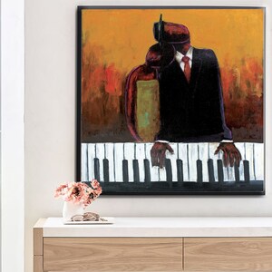 Music Lovers CanvasAfrican American art, black art prints, wall art, art prints, jazz print, jazz art, music lovers art, music lover image 2