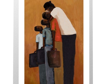 African American Art Print: &quot;Going Away&quot;, Black Family Art
