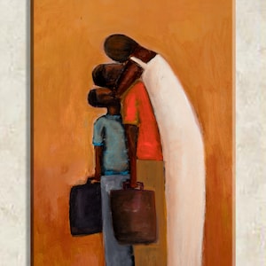 Going Away Canvas| African American art|black art Canvas|home decor| wall art| art prints|family art print|ethnic art print|Mother art print