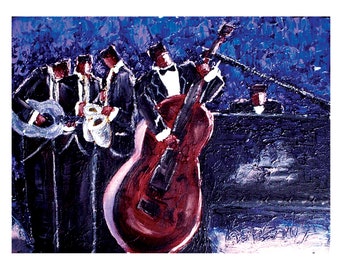 Midnight Jazz | | Afroamerikanische Kunst| schwarze Kunstdrucke| Wohndeko|Wandkunst|lack Kunst|Kunstdrucke| Jazz Kunst| Musik Wanddruck| Jazz Druck