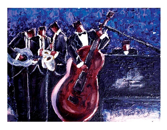 絵画 JAZZ ART Midnight Jazz Art Print: African American Music Wall Decor - Etsy