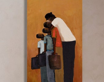 Daddy's Boys/Going Away Canvas|African American art|black art Canvas|wall art| art prints|dad art print|ethnic art print|Dad art print