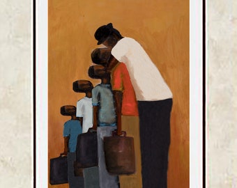 Going Away 4| African American art,black art prints, black family art, wall art, art prints, family art print, ethnic art print,art for dad