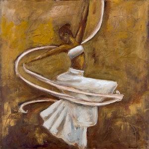 African American Ballerina Art Print: Brown Woman Dance Wall Decor