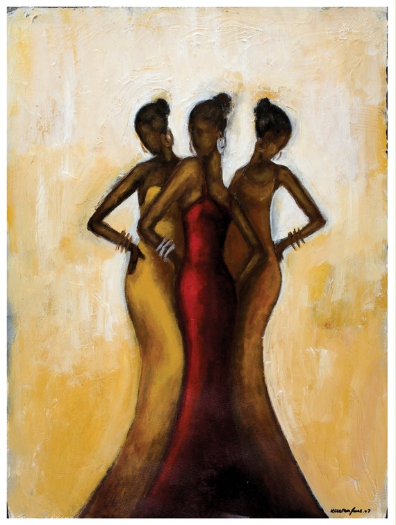 Sassy but Classy african American Artblack Art Printswall Artblack Artblack  Girl Art curvy Woman Artthree Black Girls Wall Art 
