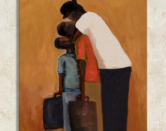 Daddy's Boys II/Going Away Canvas|African American art|black art Canvas|wall art| art prints|dad art print|ethnic art print|Dad art print