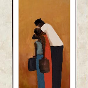 Vader en dochters kunstafdruk: Afro-Amerikaanse familie muurkunst