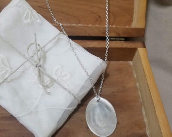 Silver Disk Spoon Necklace. Silverware Jewelry. Spoon Necklace.