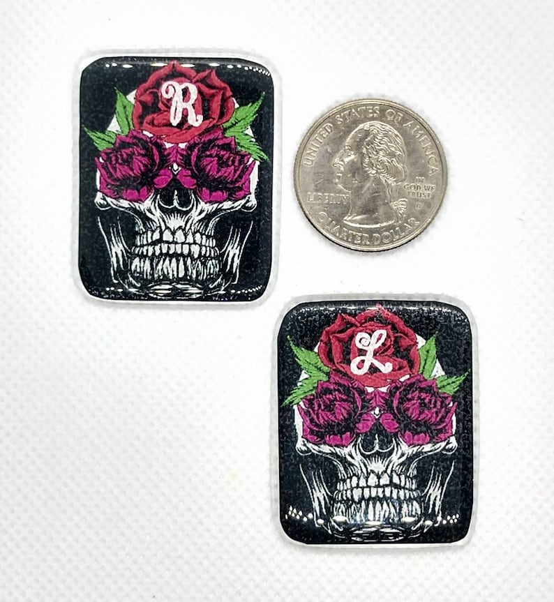 Floral skull x-ray markers with initials
