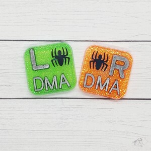 Xray markers with initials, radiology markers, film markers, lead letter markers, resin x-ray markers, Halloween, Holo Spider x-ray markers