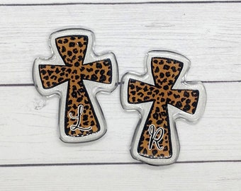 Leopard cross custom lead letter xray markers with initials annotated