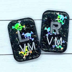 Holo Crossbone skull custom Xray markers with initials