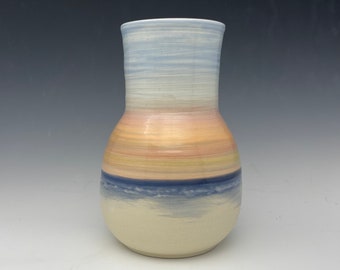 Vase avec aménagement paysager de plage, vase océan, vase paysage marin, vase à fleurs, prêt à expédier, livraison gratuite, fait main, céramique, porcelaine