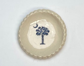 Ring Dish, Spoon Rest, Tea Bag Holder, Pill Dish, South Carolina,  Palmetto Tree, Ready to Ship, Free Shipping in USA Handmade