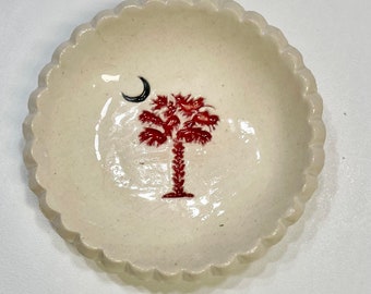 Ring Dish, Spoon Rest, Tea Bag Holder, Pill Dish, South Carolina, Gamecocks, Palmetto Tree, Ready to Ship, Free Shipping in USA Handmade