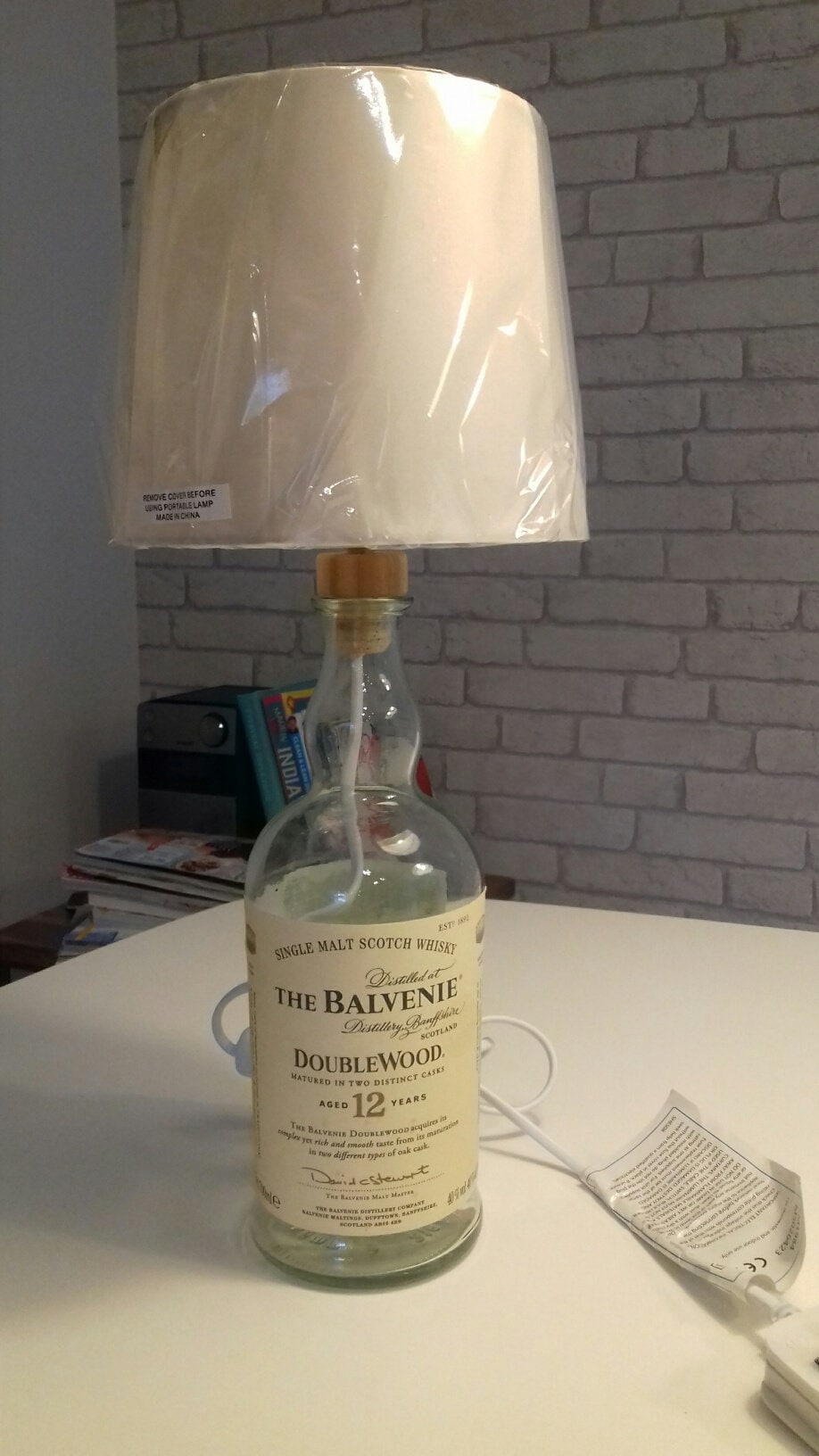 The Balvenie Scotch Whisky upcycled Table Lamp without Lampshade 3amp UK Electrical Plug with in line on off switch